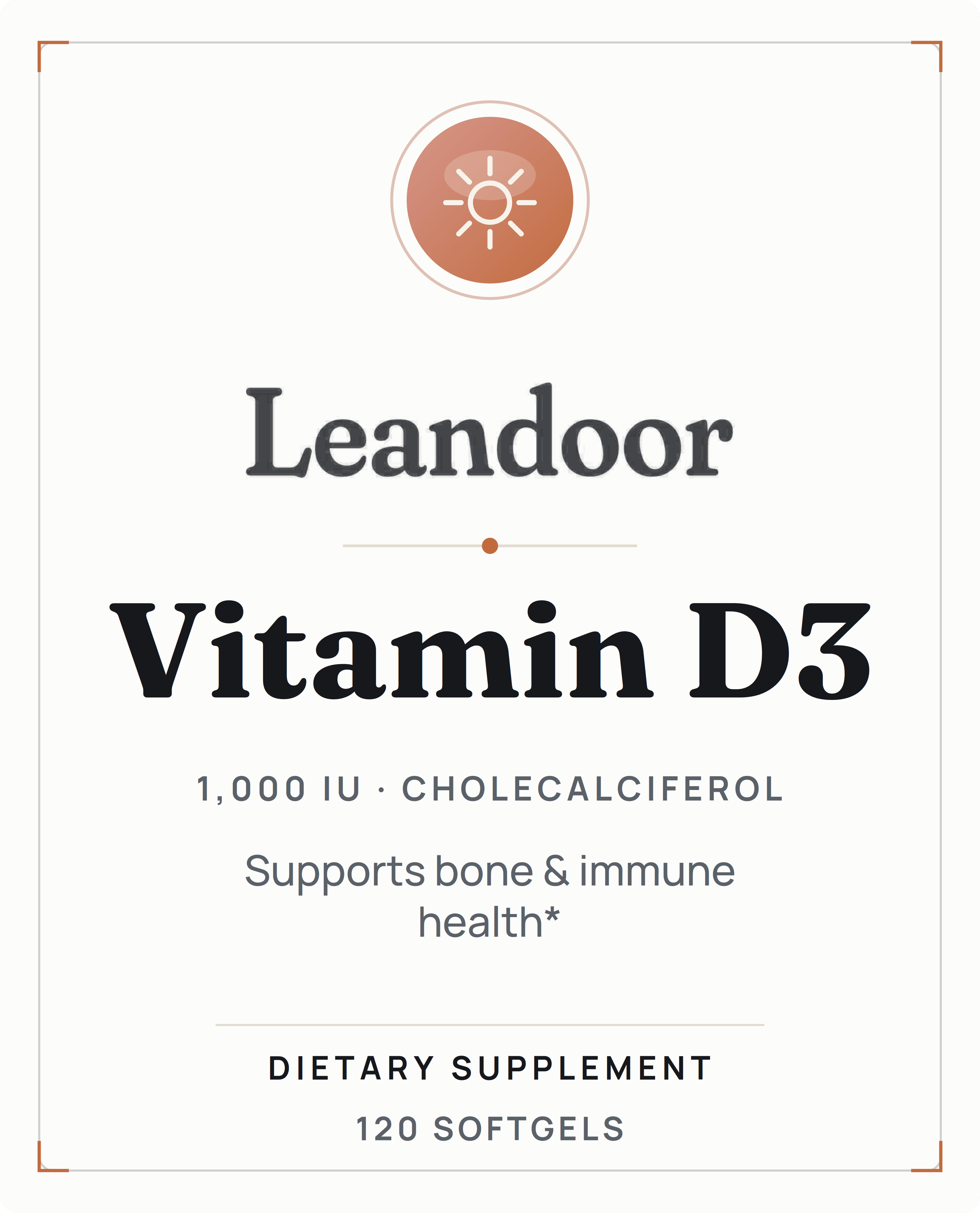 Leandoor Vitamin D3 · 120 — front