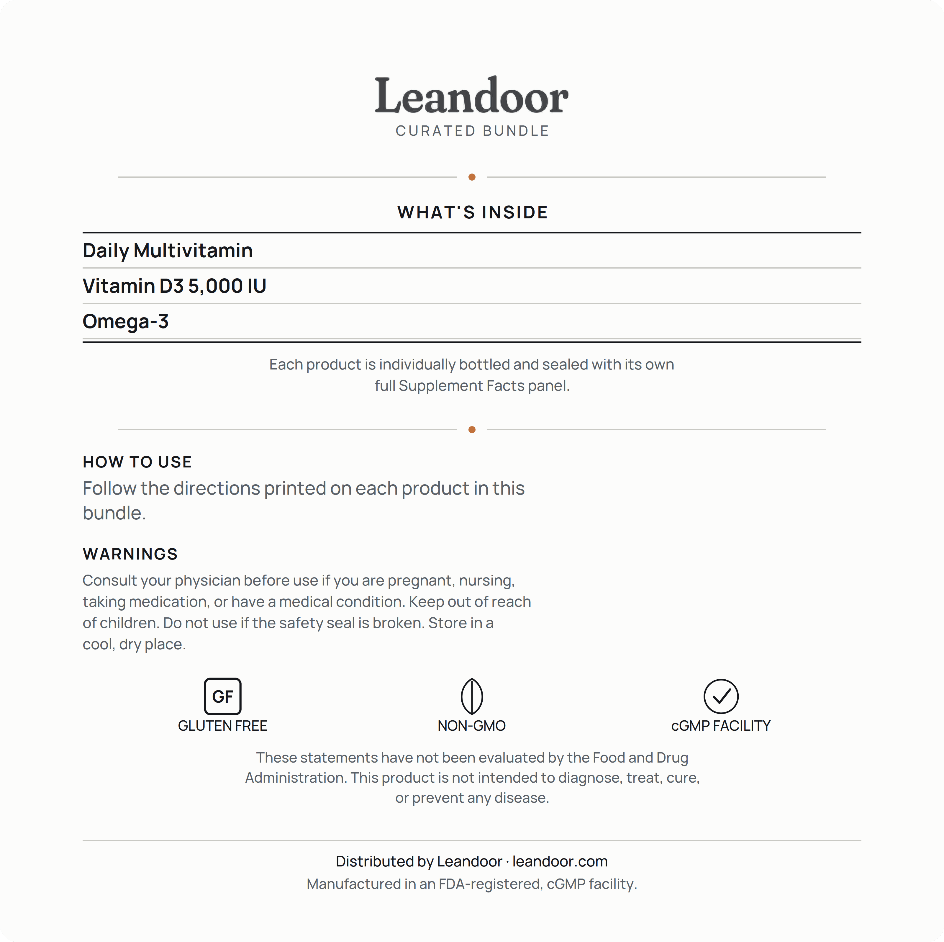 Leandoor Foundation Stack — back label