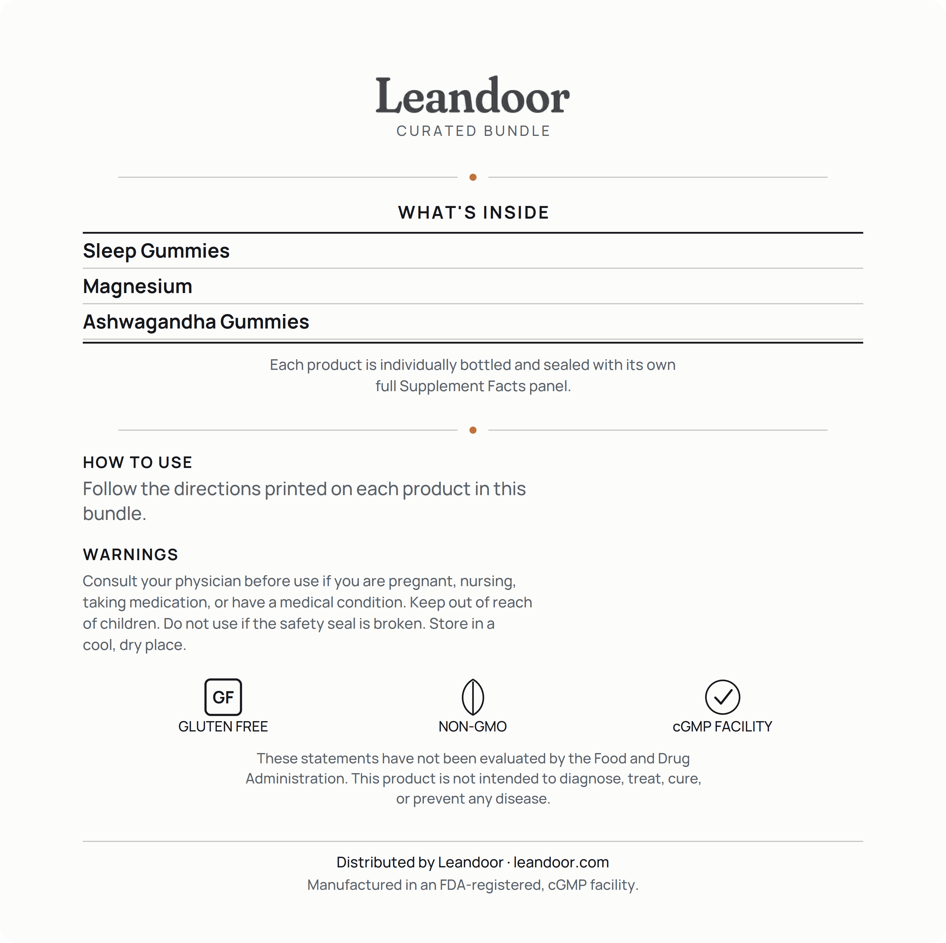 Leandoor Sleep & Recovery — back label