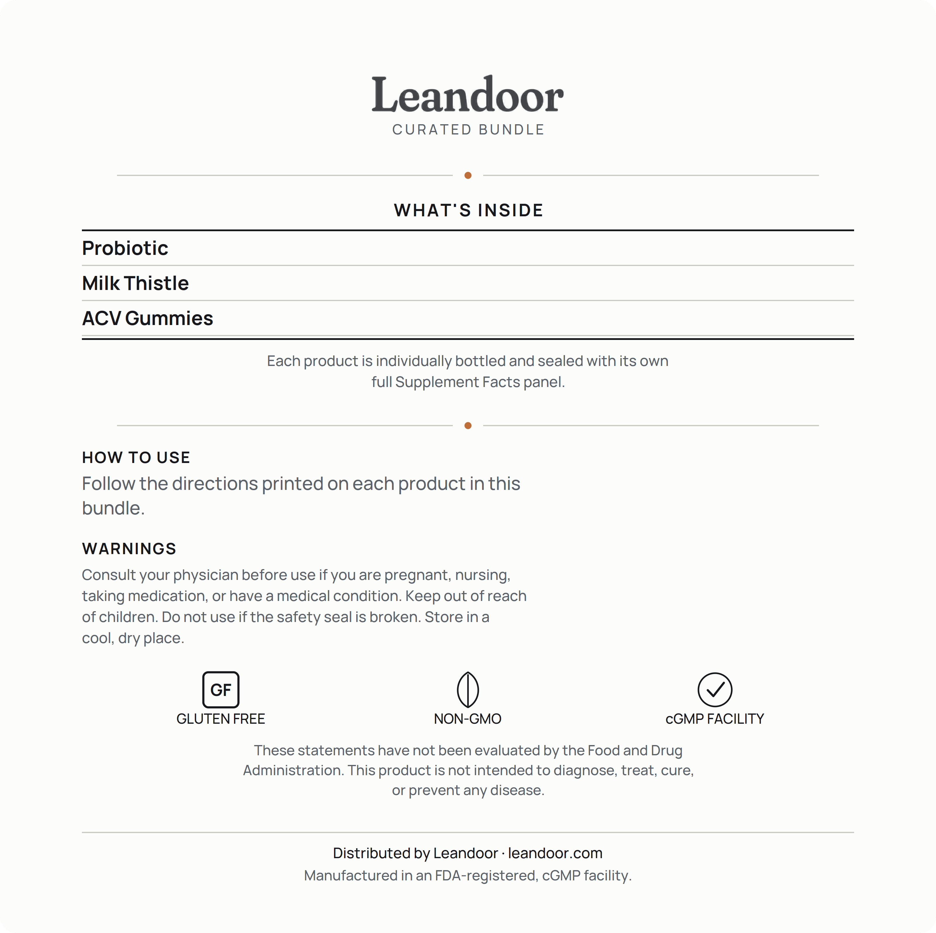 Leandoor Gut Reset — back label